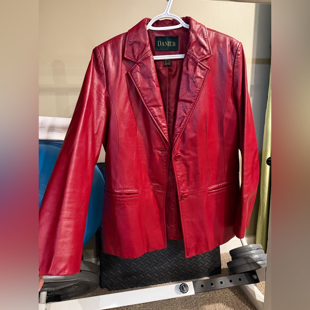 Red leather jacket
